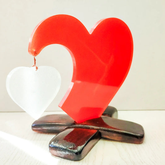 The radiant heartfelt epoxy resin sculpture, a perfect sentimental gift idea for her.